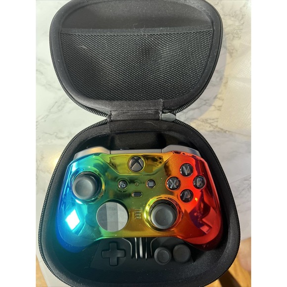 Xbox Elite Series 2 Controller -Smooth Touch Mirror Chrome Rainbow. TESTED.
